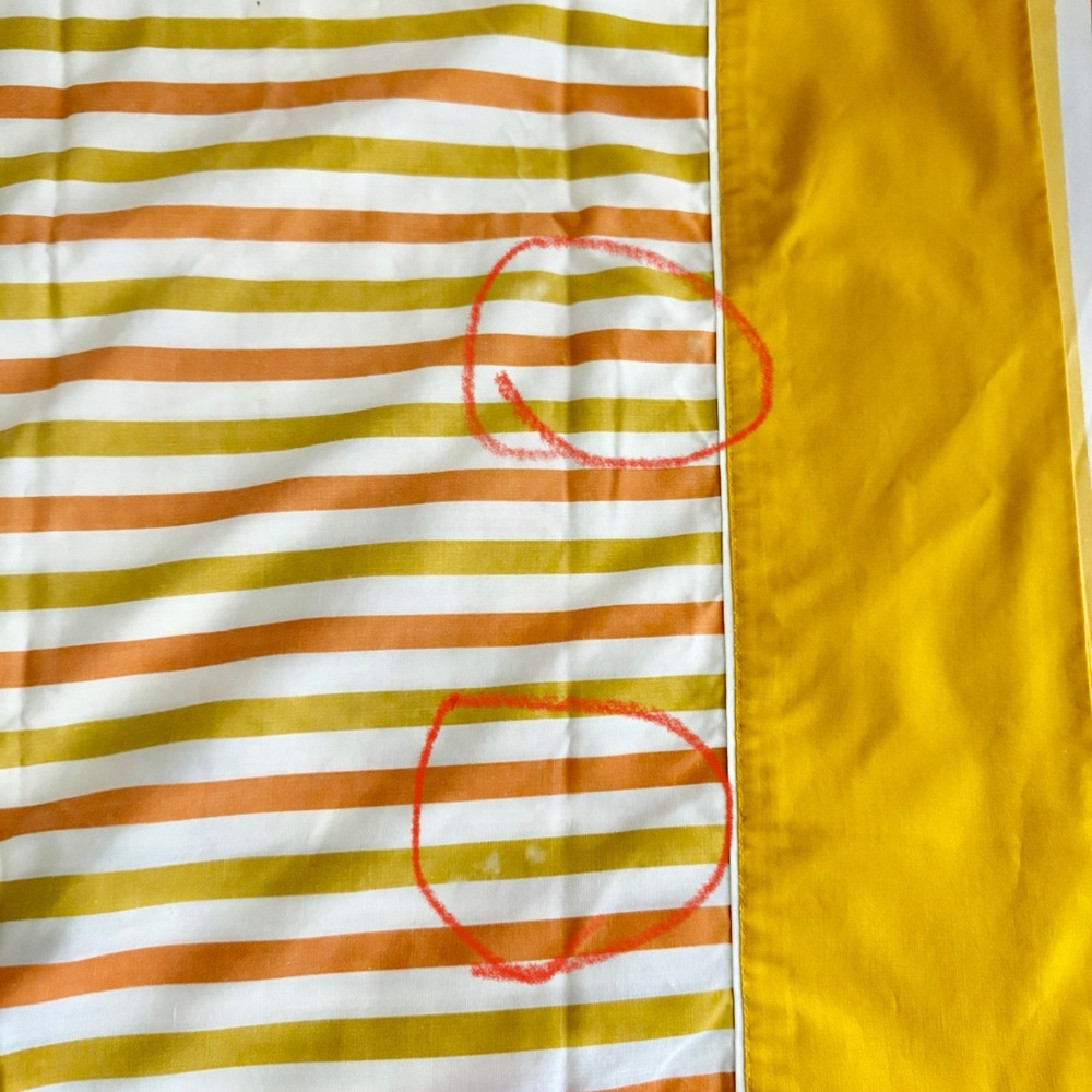 Vtg JC Penney Flat Fitted Pillowcase Duvet Twin Yellow Goldenrod Stripes 70s - Picture 5 of 16